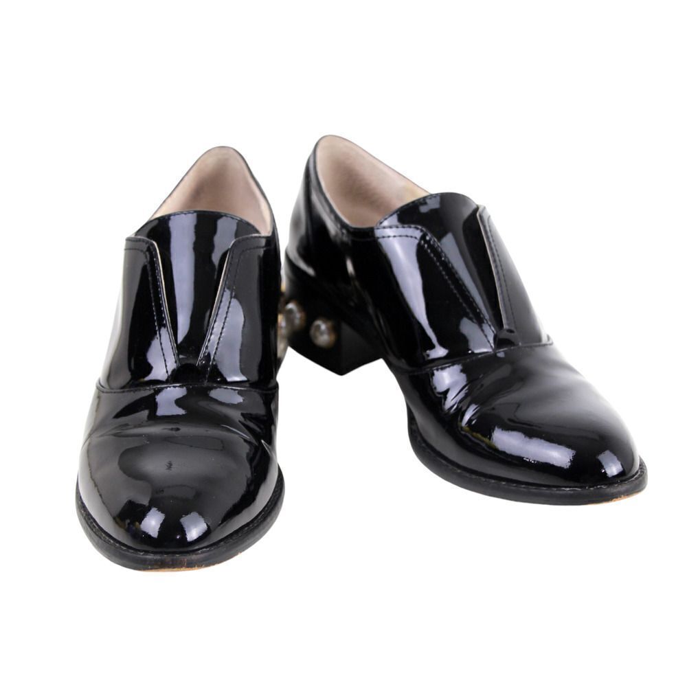 Louise et Cie PATENT BLACK GENUINE LEATHER LOW HEEL SLIP ON LOAFER SHOES Sz 7.5 - Picture 5 of 10